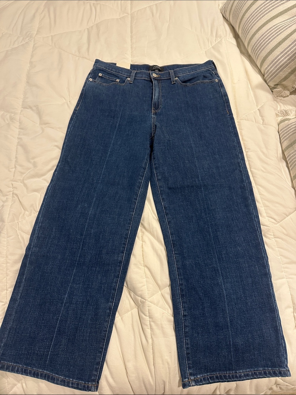 NWT Women’s Banana Republic Wide Leg Dark Blue Jeans - Straight High Rise 32/14